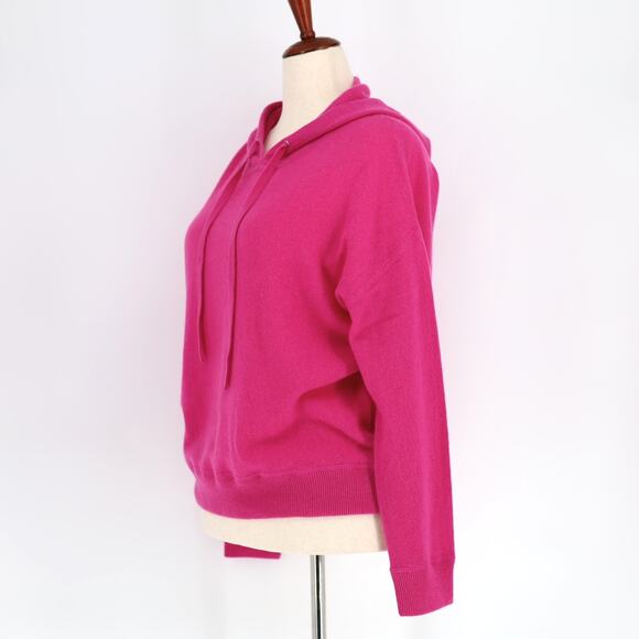C by Bloomingdale's Women Pink Cashmere Knit Pullover Hoodie Sweater Size L - Picture 2 of 4